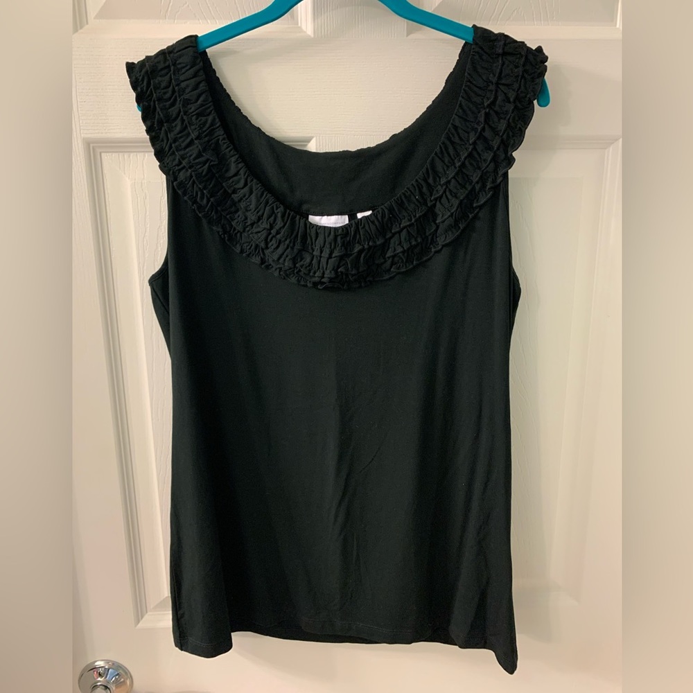 New York and Company Black Sleeveless Tank Ruffles NWT Size XL
